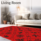 Crimson Red Holly Bow Snowflake Net Rug