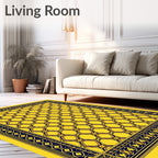 Golden Yellow Hexagonal Lattice Border Rug