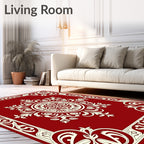 Crimson Floral Corner Frame Medallion Rug