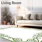 Emerald Art Nouveau Swirl Frame Rug