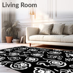 White Abstract Organic Forms Rug