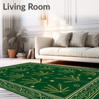 Emerald Green Star Leaf Border Rug