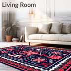 Crimson Deer Floral Starburst Medallion Rug