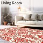 Crimson Floral Medallion Inspired Rug