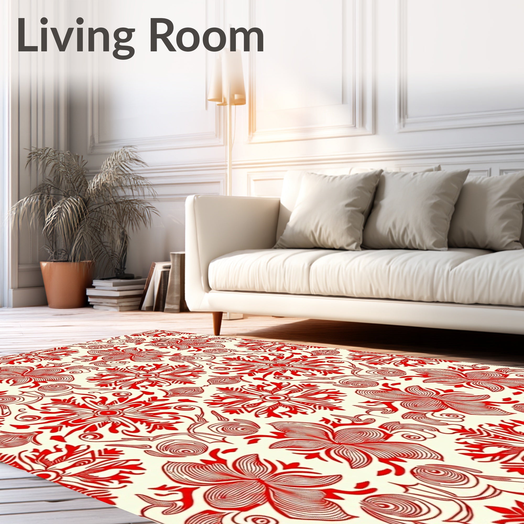 Crimson Floral Medallion Inspired Rug