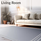 Silver Art Deco Border Frame Rug