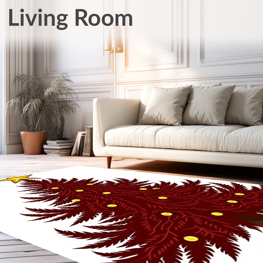 Crimson Fern Tree Gold Star Topper Rug