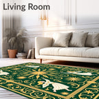 Emerald Angelic Golden Starburst Frame Rug