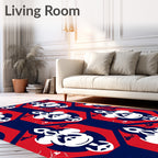 Red Blue Tonal Geometric Hexagon Rug