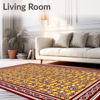 Amber Yellow Geometric Animal Motif Rug