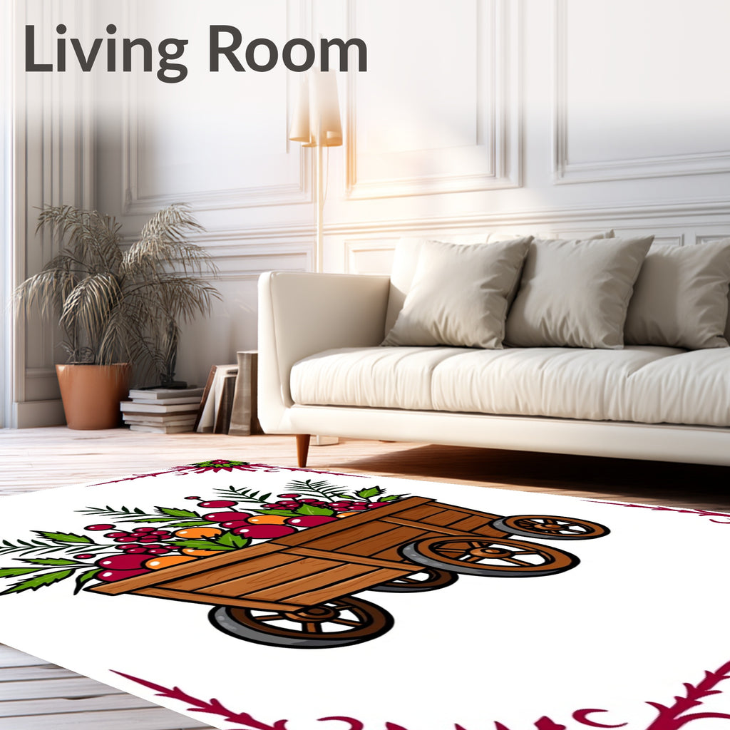 Rustic Orchard Cart Fruit Garland Rug