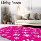 Vibrant Pink Snowflake Scatter Rug