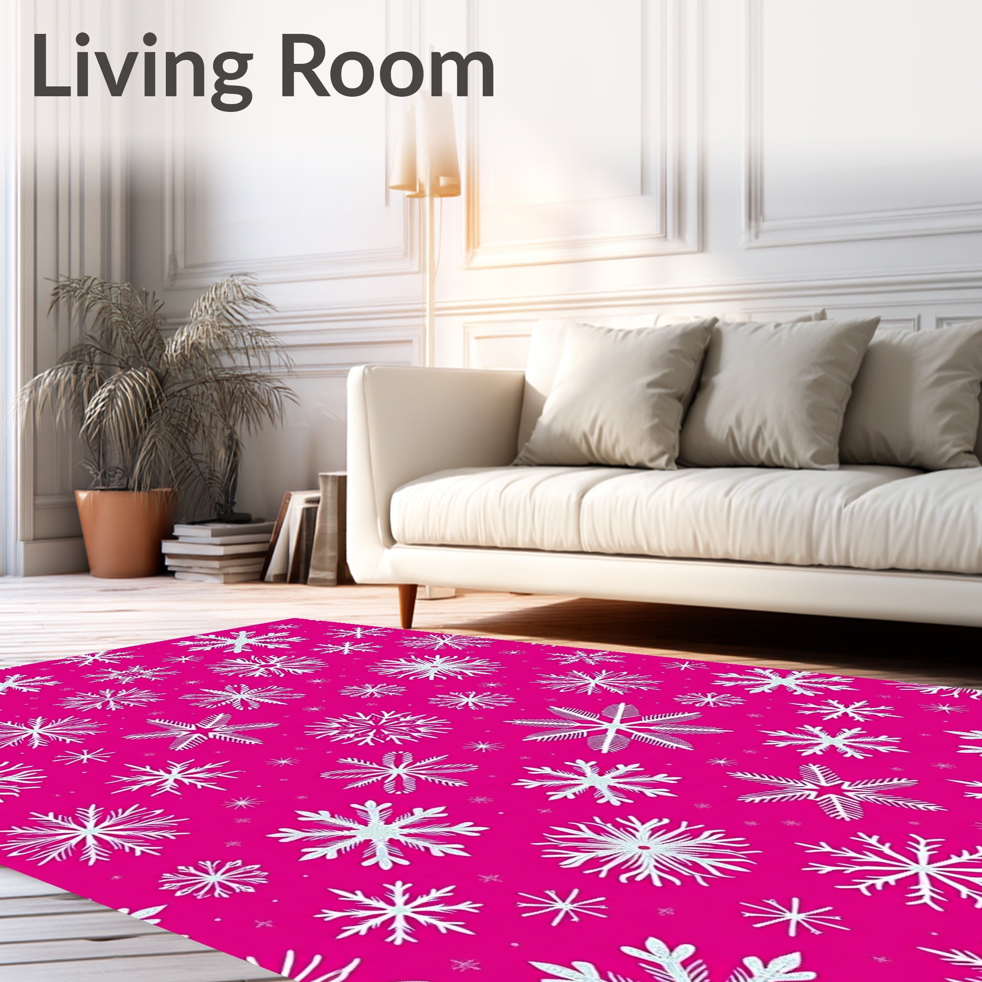 Vibrant Pink Snowflake Scatter Rug