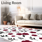 Deep Red Rose Branch Scatter Rug