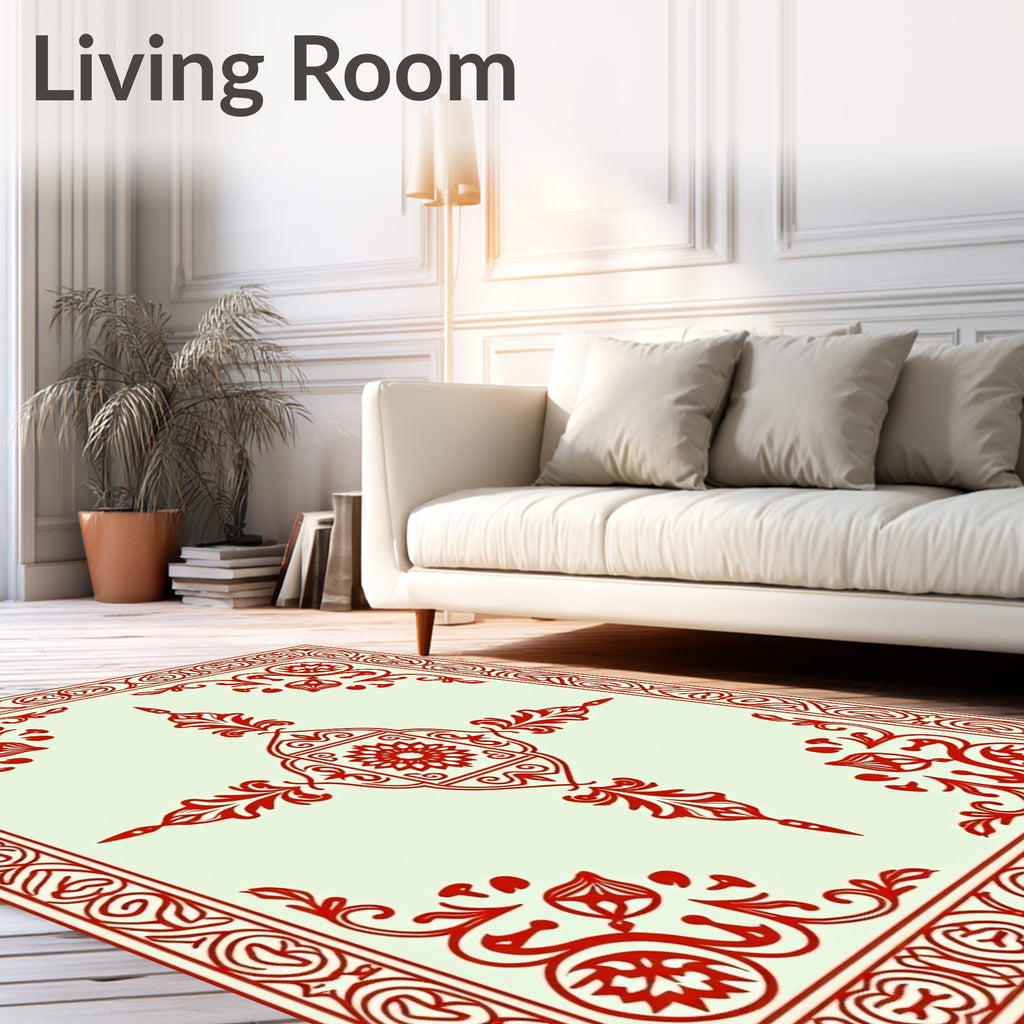 Crimson Filigree Floral Medallion Rug