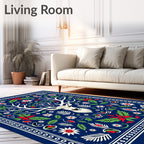 Majestic Stag Floral Folk Art Rug