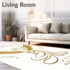 Golden Phoenix Swirling Tail Art Rug