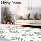 Green Leafy Branch Scatters With Blossoms Rug