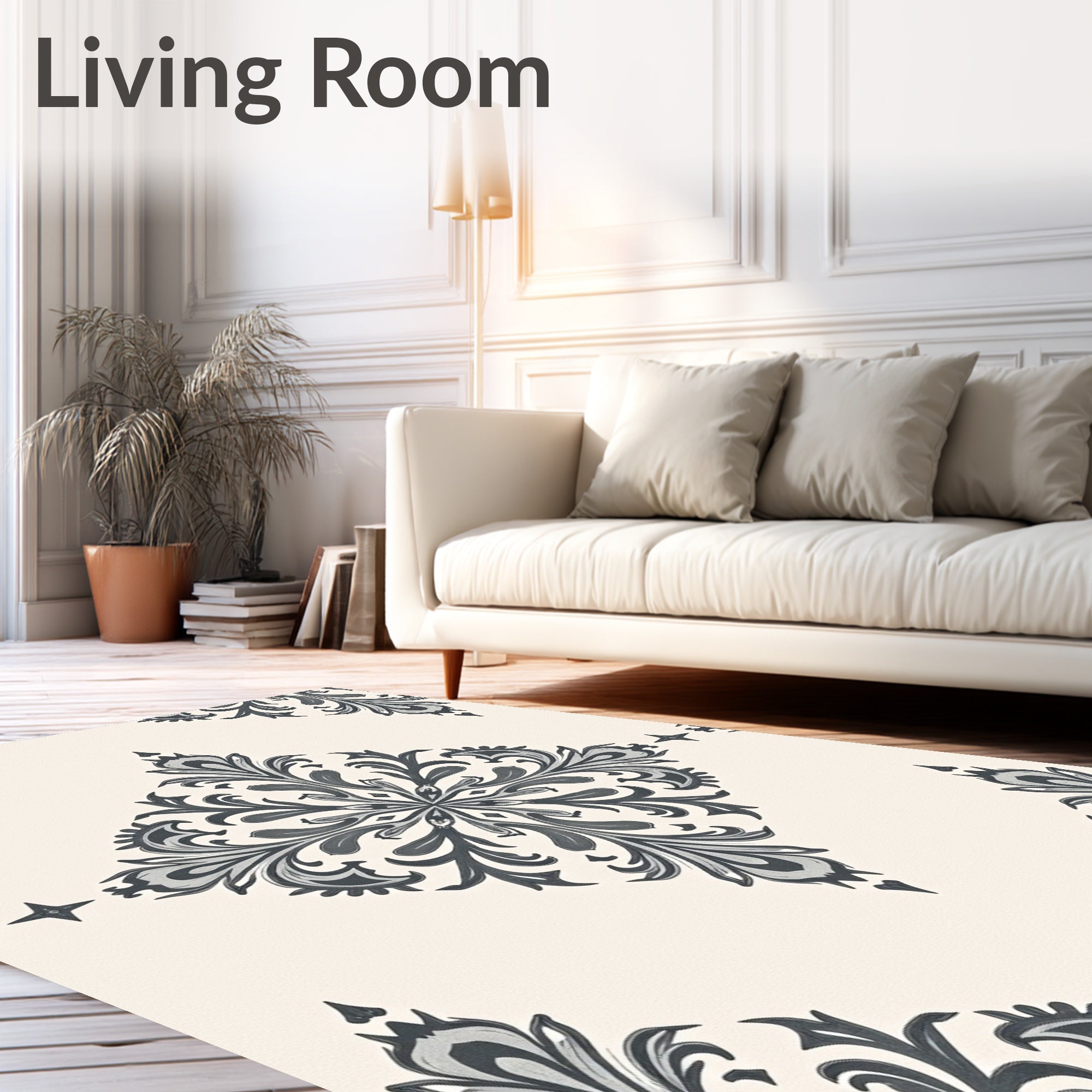Classic Gray Damask Ornament Rug