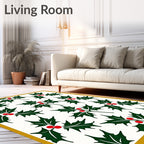 Traditional Green Red Holly Cluster Rug