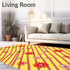 Whimsical Red Striped Floral Yellow Rug