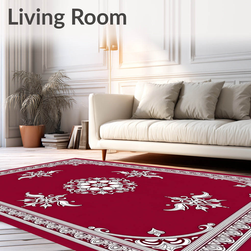 Crimson Floral Medallion Vintage Rug