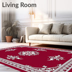 Crimson Floral Medallion Vintage Rug