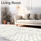 Monochromatic Hexagon Garden Tree Medallion Rug