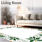 Forest Green Leafy Stars Swirl Rug
