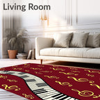 Crimson Treble Clef Piano Keys Rug