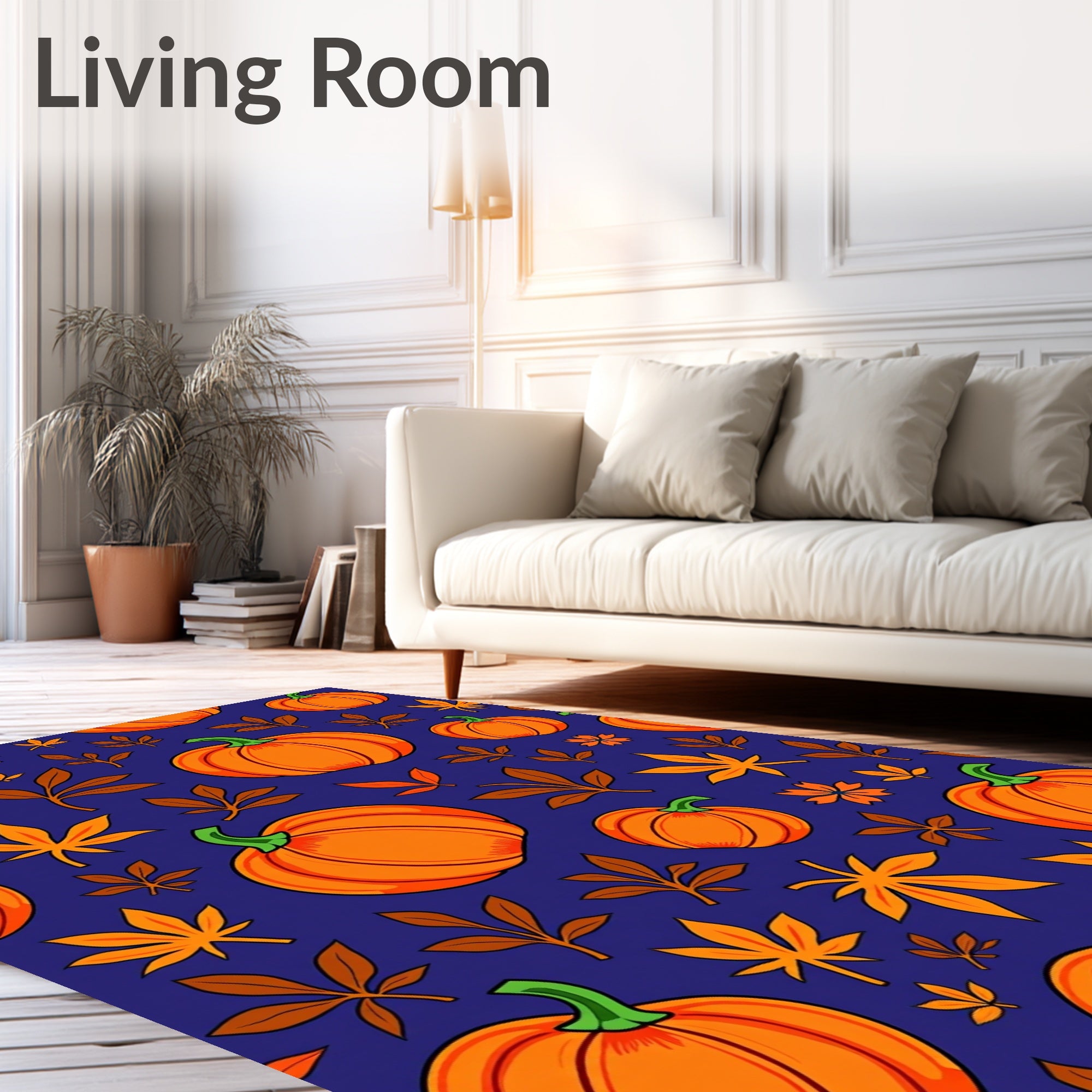 Autumn Orange Pumpkin Leaf Medley Rug