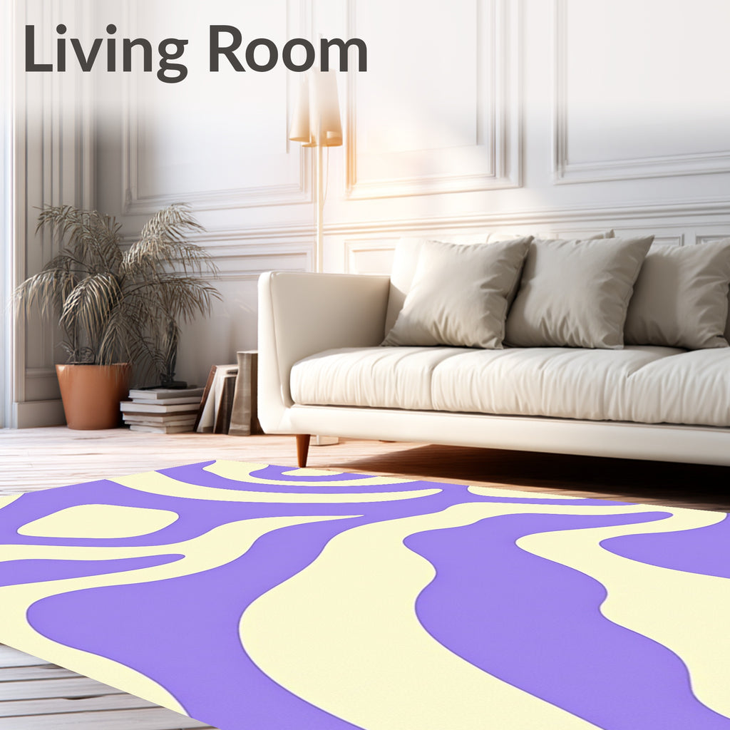 Retro Lilac Yellow Swirl Rug