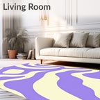 Retro Lilac Yellow Swirl Rug