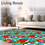 Whimsical Red Green Elf Christmas Rug