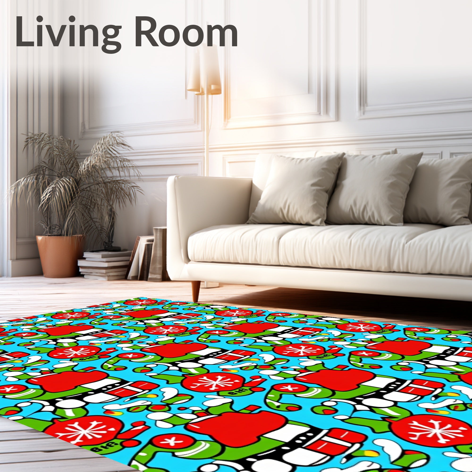 Whimsical Red Green Elf Christmas Rug