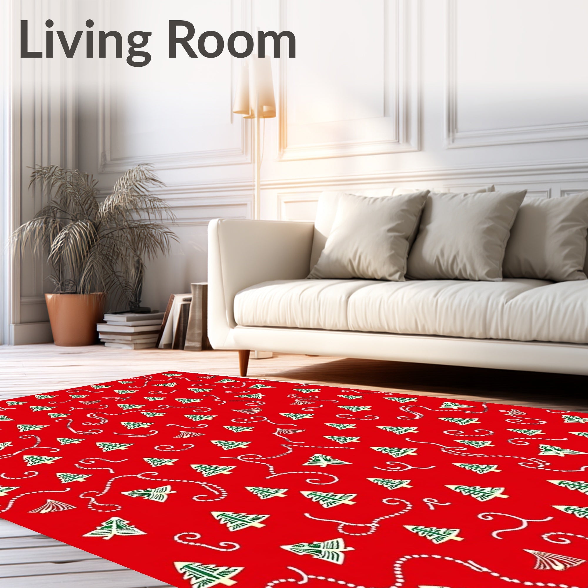 Festive Red Pine Garlands Rug