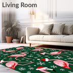 Pink Flamingo Snowflakes Christmas Rug