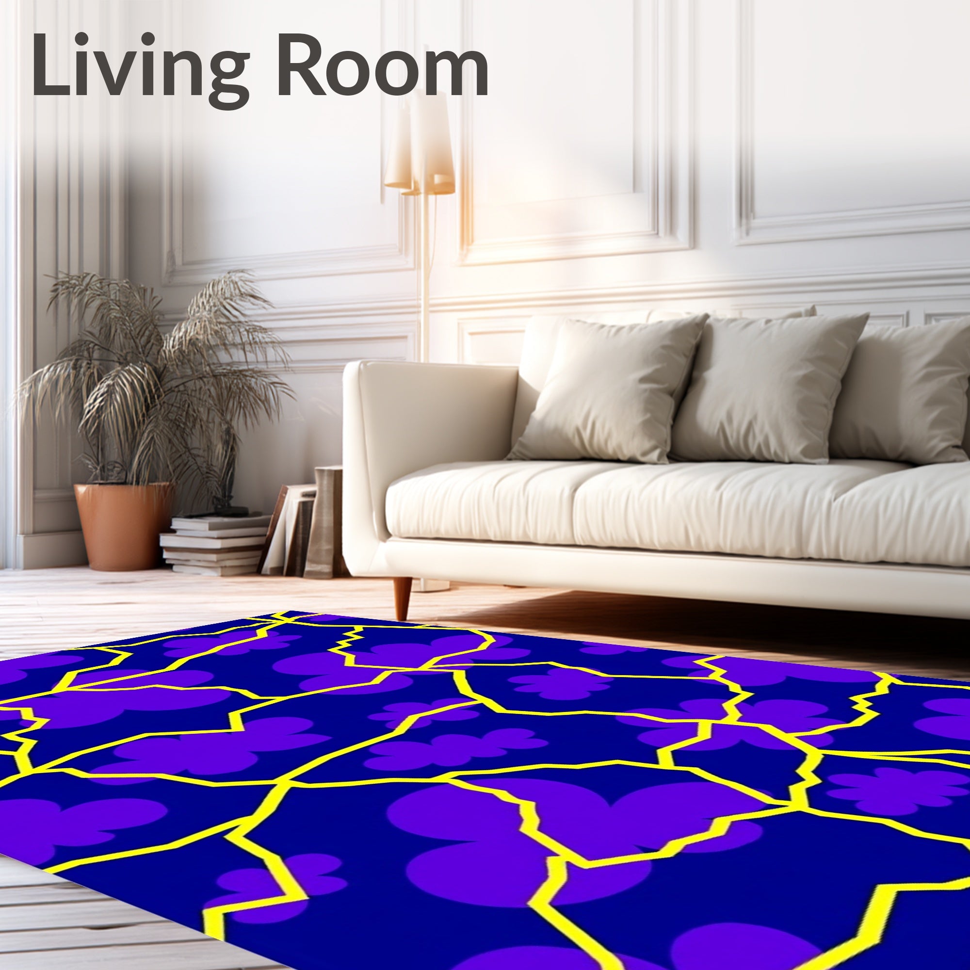 Purple Cloud Cracked Blue Yellow Rug