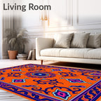 Vibrant Orange Floral Medallion Rug