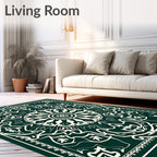 Emerald White Intricate Mandala Rug