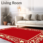 Festive Red Star Bell Border Rug