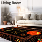 Black Orange Cat Moon Pumpkin Rug