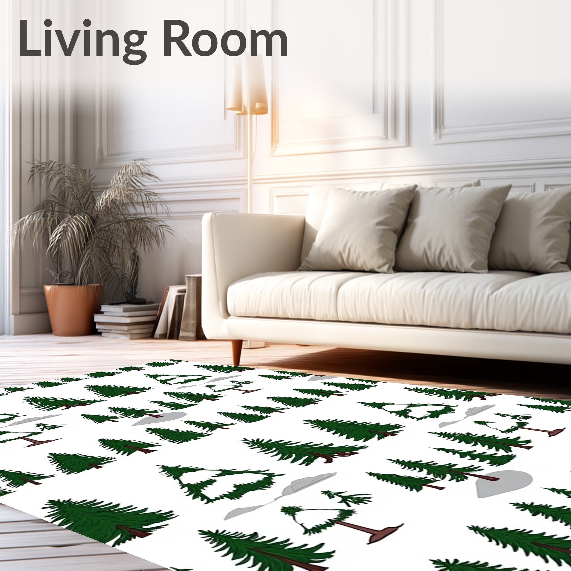 Evergreen Forest Snow Topped Trees Rug