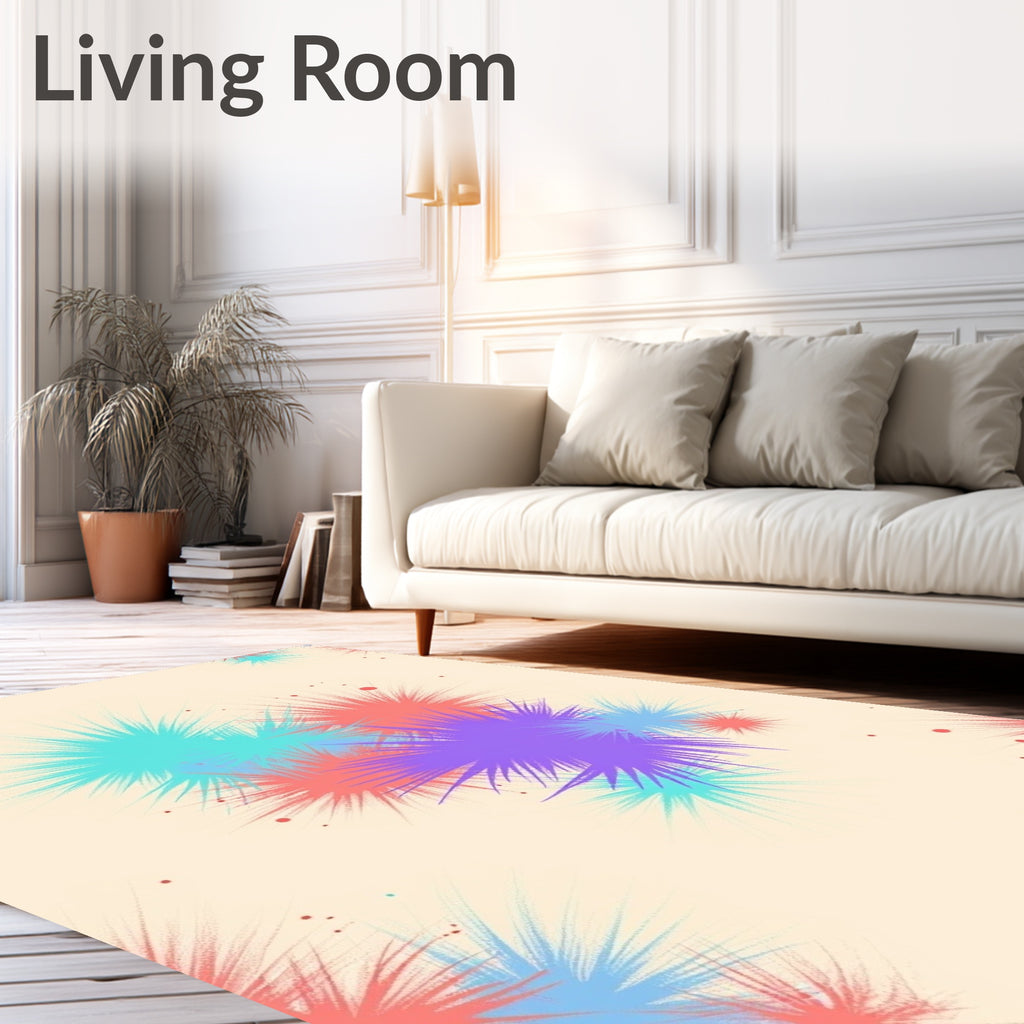 Vibrant Coral Teal Purple Starburst Rug