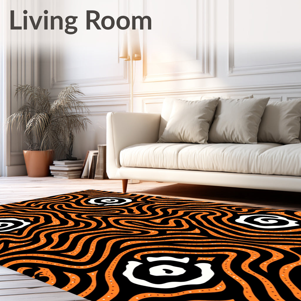 Bold Orange Swirl Abstract Eye Rug