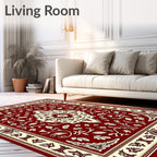 Rich Red Ivory Floral Vine Rug