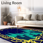 Midnight Forest Stars Golden Frame Rug
