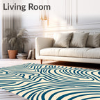 Navy Blue Contemporary Flowing Lines Rug