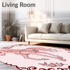 Pastel Pink Horse Carousel Frame Rug
