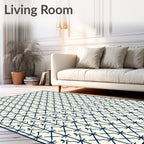 Classic Navy Lattice Geometric Rug
